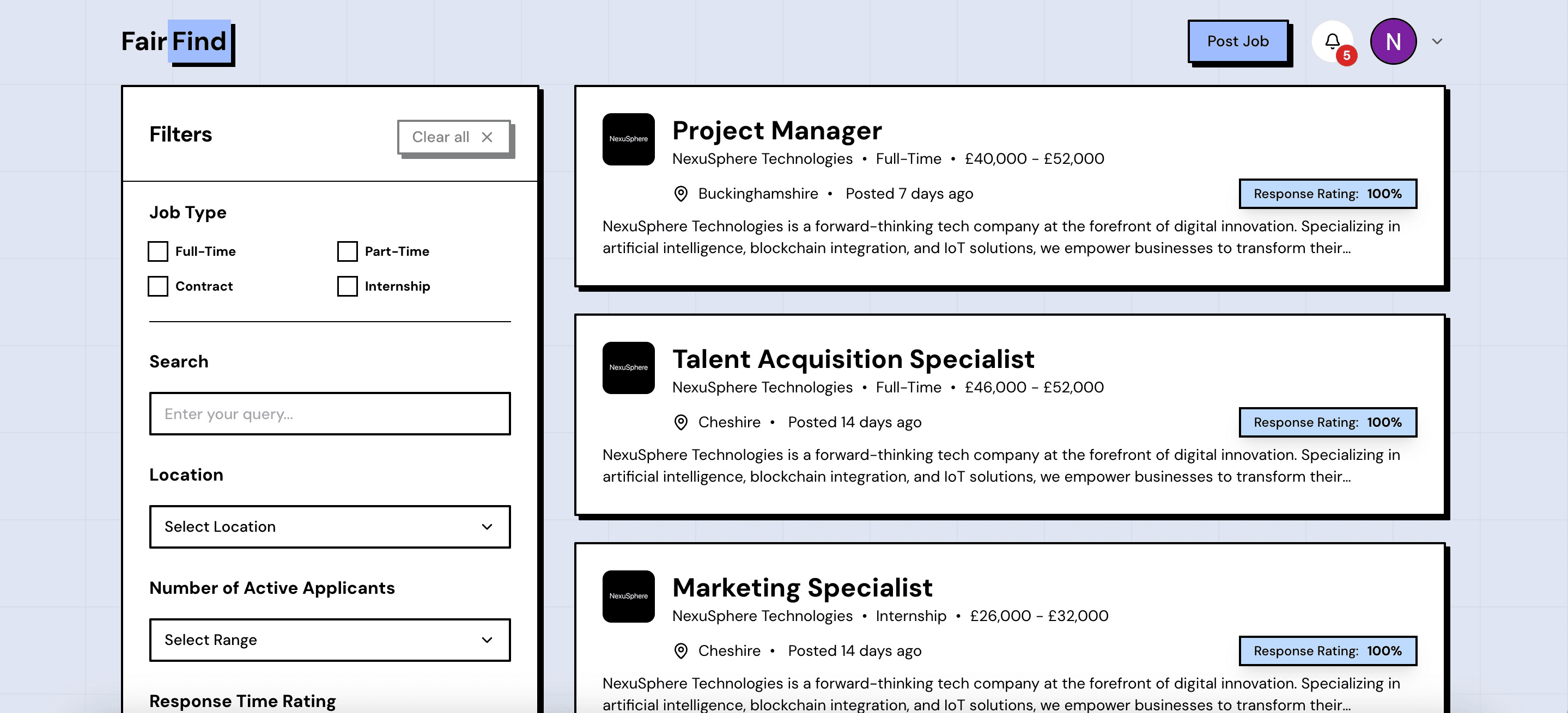 Preview of the FairFind platform